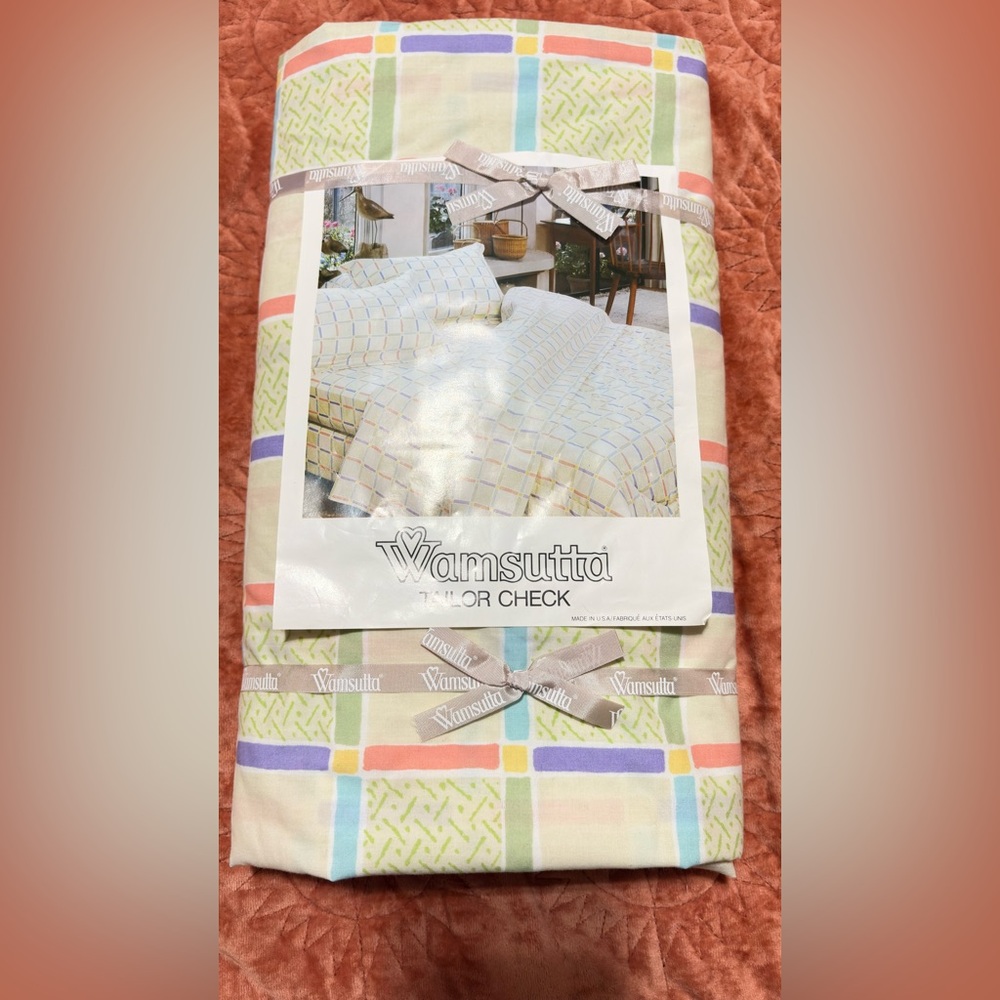 Wamsutta Supercale Plus Fitted Sheet Tailor Check Double Cotton Blend Vintage
